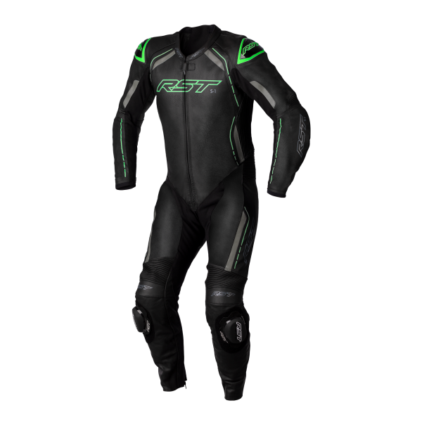 RST RST S-1 CE One Piece Leather Suit - Black / Grey / Neon Green